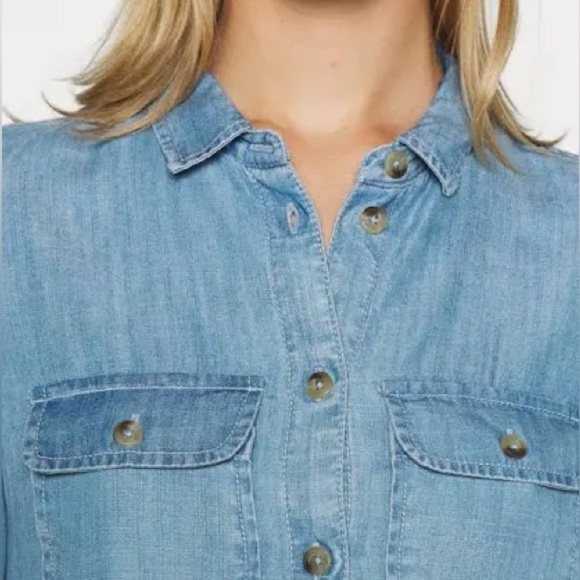 So Denim Chambray Blue Tiered Dress S - Picture 3 of 7